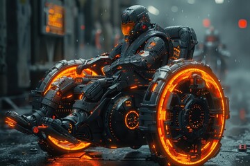 A cyberpunk-inspired image showcasing the potential of technology to empower wheelchair users.