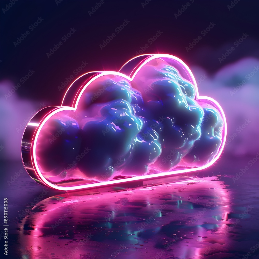 Poster dynamic cloud storage solutions with glowing data access and retrieval concept