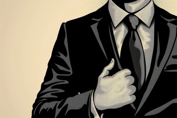 Businessman adjusting his tie confident and modern illustration detailed and vibrant artwork