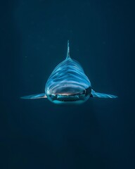 A blue shark facing the camera.
