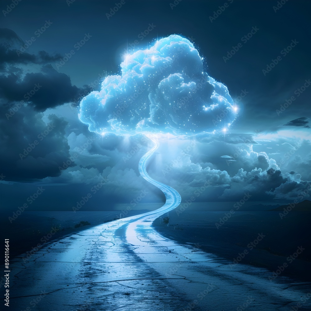Poster dramatic cloudscape symbolizing data and cloud computing concepts