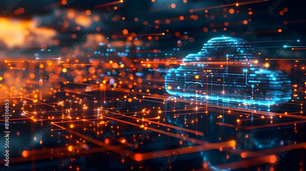 Poster edge computing concept with data processing and cloud computing for efficient digital transformation