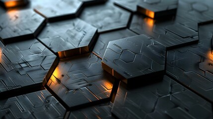 Hexagonal abstract metal background with light