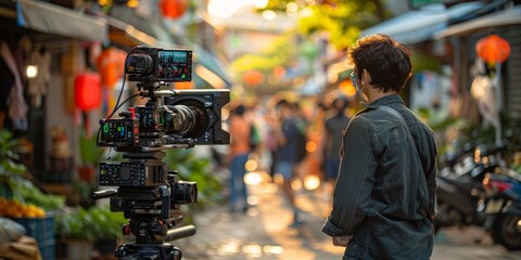 A photo of a low-budget film set.