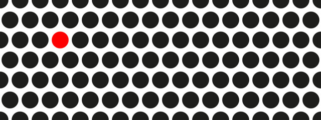 Red circle dot around group of black circle dots pattern. Diversity human people multicultural concept.