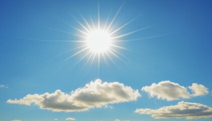 Watercolor Illustration of Blue Sky and Sun