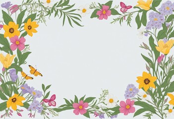 Fototapeta premium Wildflowers on a white background, gift card design, illustration
