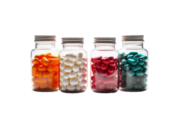 Symphony of Healing Pills on White or PNG Transparent Background.