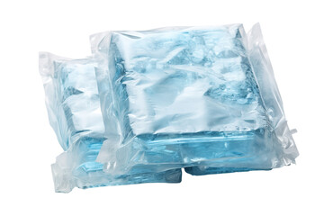 Obraz premium Crystalline Blue Gel Packets Resting on a White Background on a Clear PNG or White Background.