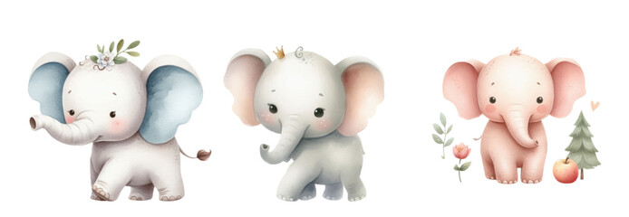 Obraz premium cute elephant watercolor isolated background