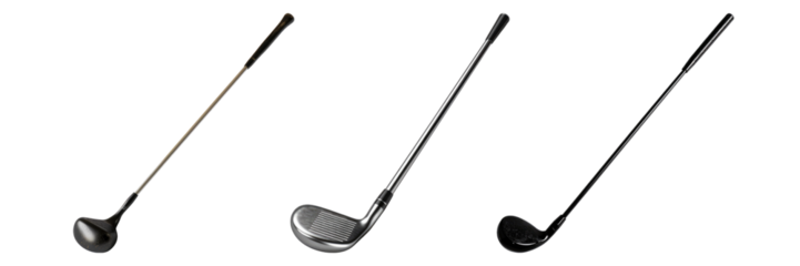 Set of golf sticks isolated on transparent background