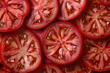 Juicy Sliced Tomatoes in Natural Light 