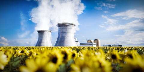 Atomic power station or nuclear power plant producing electricity