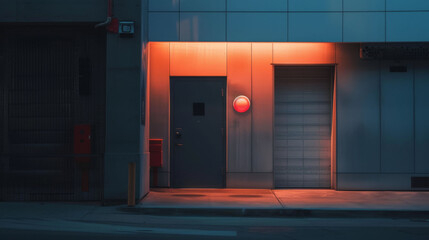 elevator in the night, minimalist concept for building office