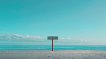 sign on the beach, minimalist concept for billboard advertising