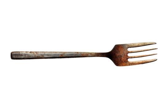 The Forgotten Fork: A Rustic Tale on White or PNG Transparent Background.