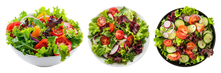 Set of Fresh salad isolated on transparent background