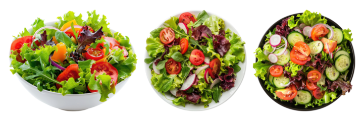 Set of Fresh salad isolated on transparent background