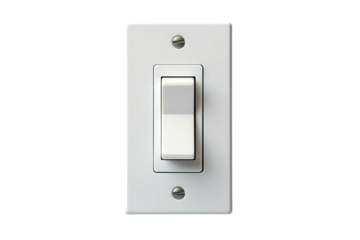 A White Light Switch in a White Wall, Ready to Be Flipped on a Clear PNG or White Background.