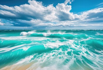 vivid turquoise ocean streaky clouds above, water, sky, sea, scenic, view, beautiful, weather, atmosphere, environment, horizon, peaceful, serene, tranquil