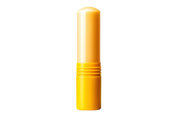A Single Yellow Stick of Sunscreen Ready for a Sunny Day on a Clear PNG or White Background.