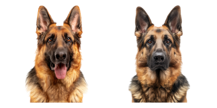 Set of German shepherd dog isolated on transparent background