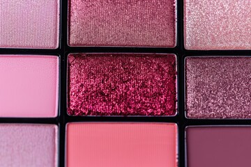 Fototapeta premium Close-Up of Glittery Pink Eyeshadow Palette