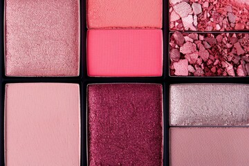 Fototapeta premium Close-Up of Glittery Pink Eyeshadow Palette