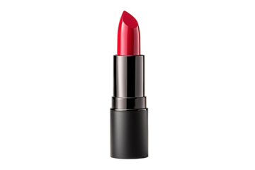 A Crimson Lipstick Stands Tall Against a Pure White Background on a Clear PNG or White Background.