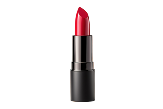 A Crimson Lipstick Stands Tall Against a Pure White Background on a Clear PNG or White Background.