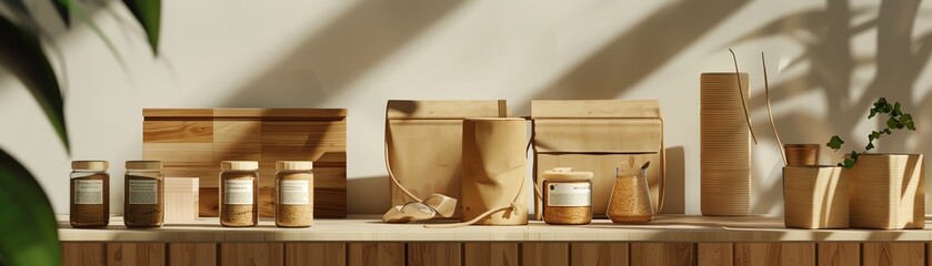 Ecofriendly packaging, sustainable materials, zero waste design, modern aesthetics