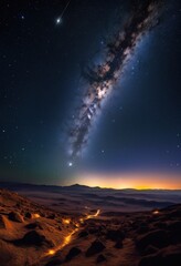 Fototapeta premium vast plain under majestic celestial bodies, astronomical, astrophysical, astronomy, astrophysics, bright, shining, glowing, stars, planets, moons