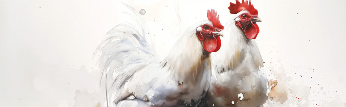 Watercolor white chicken scetch
