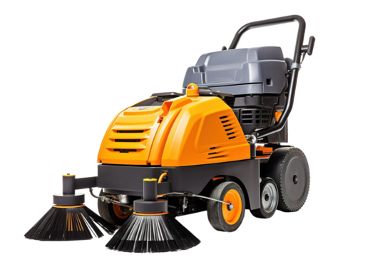 A Powerful Street Sweeper Ready to Clean Up the City on a Clear PNG or White Background.