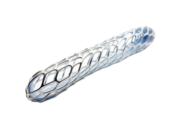 A Silver Stent's Promise: A Delicate Mesh of Hope for a Healthy Future on a Clear PNG or White Background.
