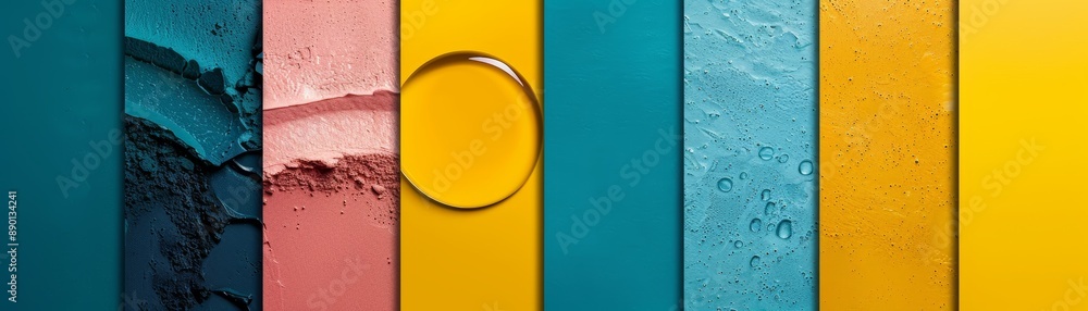 Poster vibrant multicolored abstract texture background with layered stripes in various shades and patterns