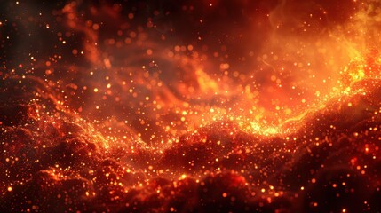 Fototapeta premium Fiery abstract scene with glowing red and orange embers