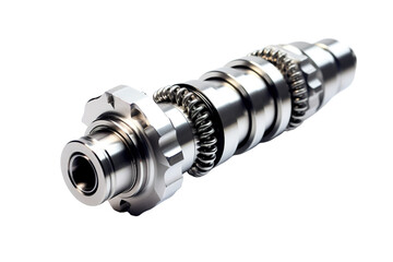 A Gleaming Steel Component With Precision-Engineered Gears and Springs on a Clear PNG or White Background.