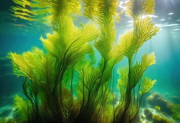 tranquil seaweed drifting transparent water, floating, clear, ocean, underwater, marine, algae, aqua, seawater, fluid, aquatic, glassy, undisturbed