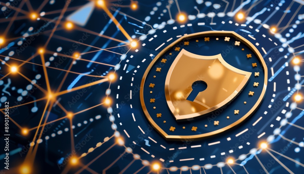 Poster illustration of protection for computer data and internet privacy concepts