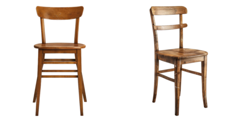 Set of Wooden chair isolated on transparent background