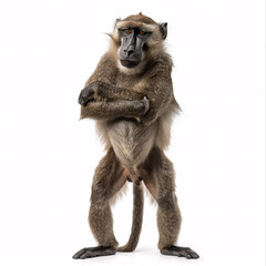 Fototapeta premium Olive baboon, Papio hamadryas, isolated on white