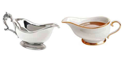 Set of gravy boat isolated on transparent background
