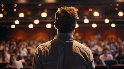 Obraz premium Speaker addressing a large audience