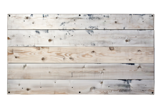 Weathered White Wooden Planks With Knots and Grain Patterns on a Clear PNG or White Background.