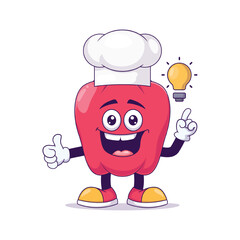 Chef red bell pepper cartoon mascot character
