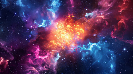 Brilliant supernova with explosive colors and a cosmic backdrop, ideal for a universe-themed wallpaper.