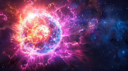 Brilliant supernova with explosive colors and a cosmic backdrop, ideal for a universe-themed wallpaper