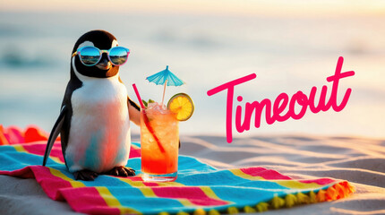 Penguin Takes a Break on the Beach