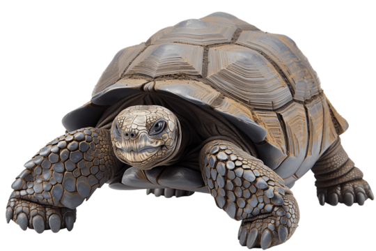 Close-Up of a Galapagos Tortoise on a Transparent Background